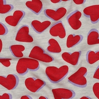 בד פוטר דפוס לבבות על רקע אפור מלאנז