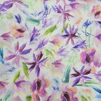 אריג ויסקוזה טנסל דפוס פריחת האקוורל בגווני לבנדר ירוק