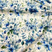 טריקו ויסקוזה דפוס דיגיטלי זר פרחים רומנטי רקע לבן