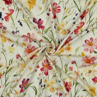 אריג ויסקוזה דפוס פרחי בר פסטלים