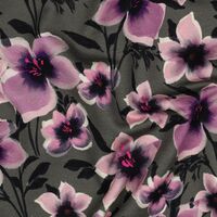 פרנץ טרי דפוס פרחים דיגיטלי סגולים על רקע ירוק יער