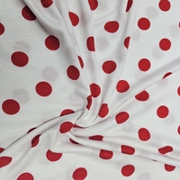 טריקו ויסקוזה דפוס נקודות אדומות על רקע לבן