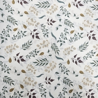 אריג כותנה דפוס עלי אקליפטוס גווני ירוק