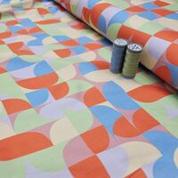 אריג ויסקוזה דפוס גאומטרי גווני מנטה תכלת דגם שרה