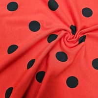 טריקו כותנה דפוס נקודות על רקע אדום