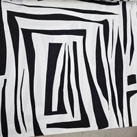 אריג פשתן ויסקוזה דפוס אמורפי בגווני שחור לבן