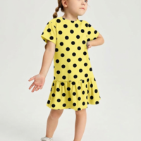 טריקו ויסקוזה דפוס נקודות שחורות על רקע צהוב בננה