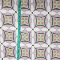 אריג קנבס דפוס פרחים אבסטרקטי גווני ירוק וסגול רך דגם קלודין