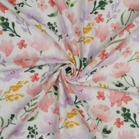 אריג דאבל טטרה דפוס פרחים מוציירים רקע לבן