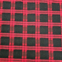 אריג צמר משבצות גווני אדום חי ושחור