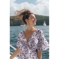 אריג ויסקוזה ECOVERO דפוס פרחים דיגיטלי גווני סגול מעושן