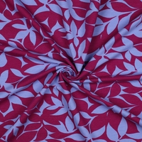 בד פוטר דפוס עלים דיגיטלי בגווני סגול