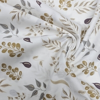 אריג כותנה דפוס עלי אקליפטוס גווני בז