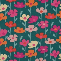 פרנץ טרי דפוס פרחים רעננים על רקע ירוק