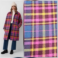 אריג צמר משובץ גווני בורדו כחול