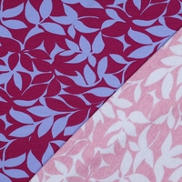 בד פוטר דפוס עלים דיגיטלי בגווני סגול