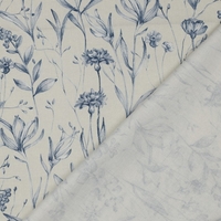 אריג קנבס דפוס פרחים בסגנון ציור פורצלן