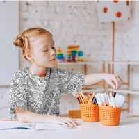 אריג כותנה דפוס רטרו בגווני שחור לבן