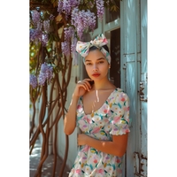 אריג ויסקוזה דפוס פרחי מיים דיגיטלי