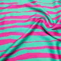 אריג ויסקוזה סטן דפוס פסים אסימטרים גווני מנטה ורוד