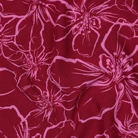 אריג ויסקוזה דפוס פרחי מגנוליה מצויירים על רקע דומדמניות