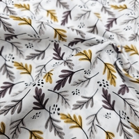 אריג כותנה דפוס עלעלים גווני אזוב