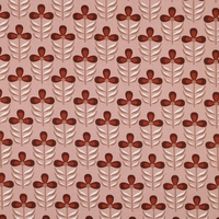 אריג קנבס דפוס פרחים בסגנון רטרו על רקע ורוד עתיק