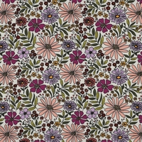 טריקו כותנה דפוס פרחים קסומים על רקע אופוייט