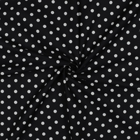 אריג כותנה נקודות לבן על רקע שחור