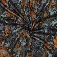 אריג ויסקוזה סטן דפוס פרחים דיגיטלי דגם בוטניקה רקע אפור