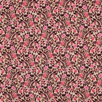 פרנץ טרי דפוס פרחים עדינים סגלגלים ורדרדים על רקע בז