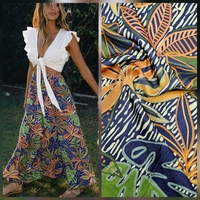 אריג ויסקוזה דפוס עלים טרופיים