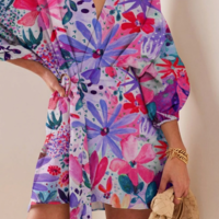 אריג ויסקוזה ECOVERO דפוס פרחים סוריאליסטי גווני סגול נרידה הנסן