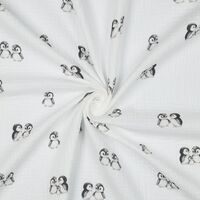 אריג דאבל טטרה דפוס פינגווינים על רקע לבן