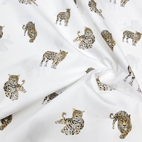 אריג כותנה דפוס נמרים על רקע לבן