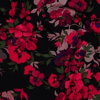 אריג ויסקוזה ECOVERO דפוס רומנטי על רקע שחור