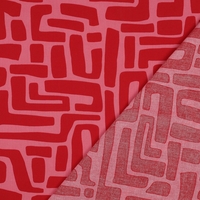 אריג כותנה עמיד במיים דפוס קוים דיגיטלי גווני ורוד ואדום