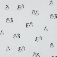 אריג דאבל טטרה דפוס פינגווינים על רקע לבן