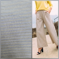 אריג דריל כותנה פסים דקים בז לבן שחור