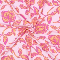 אריג ויסקוזה דפוס בוהו בגווני ורוד ותפוז