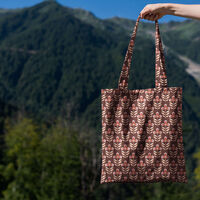 אריג קנבס דפוס פרחים בסגנון רטרו על רקע חול