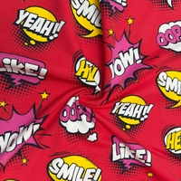 בד פוטר דפוס קומיקס על רקע אדום