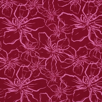 אריג ויסקוזה דפוס פרחי מגנוליה מצויירים על רקע דומדמניות