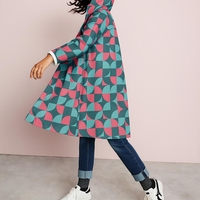 אריג כותנה עמיד במים דפוס אבסטרקטי גווני פטרול ומנטה