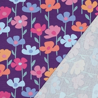 פרנץ טרי דפוס פרחים רעננים על רקע סגול