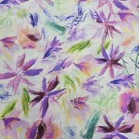 אריג ויסקוזה טנסל דפוס פריחת האקוורל בגווני לבנדר ירוק