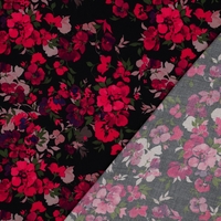 אריג ויסקוזה ECOVERO דפוס רומנטי על רקע שחור