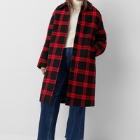 אריג צמר משבצות גווני אדום חי ושחור