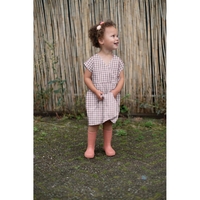 אריג כותנה דפוס משבצות לילך לבן