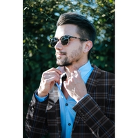 אריג משבצות סקוטי רקע כחול ג'ינס בשילוב כחול כהה